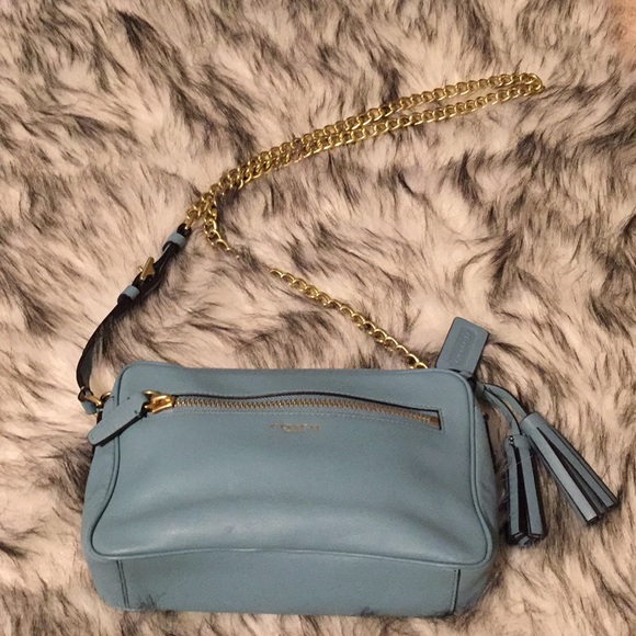 Coach Handbags - Coach Leather Baby Blue Cross body Purse